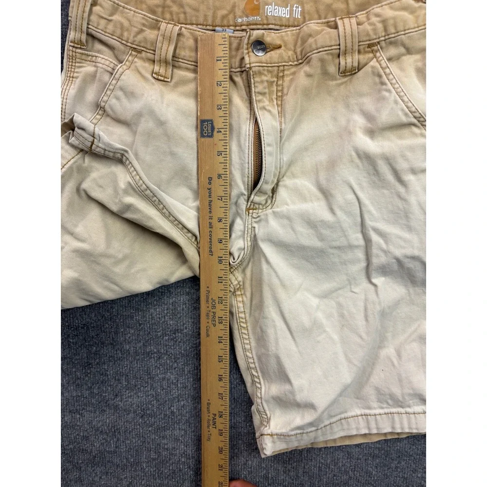 Carhartt Canvas Work Shorts Mens 33 Tan Relaxed Fit Utility 102514-918